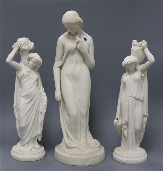 Three parian ware figures tallest 43cm